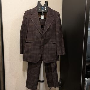 Vintage Brown Plaid Men’s Suit – Eli Thomas – 2 Button Blazer & Trousers